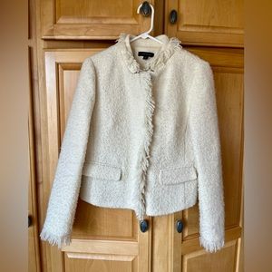 Ann Taylor Cream Ivory color Boucle lined jacket.  Size 8
